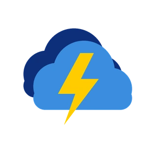 Icon showing a cloud with a lightning bolt.